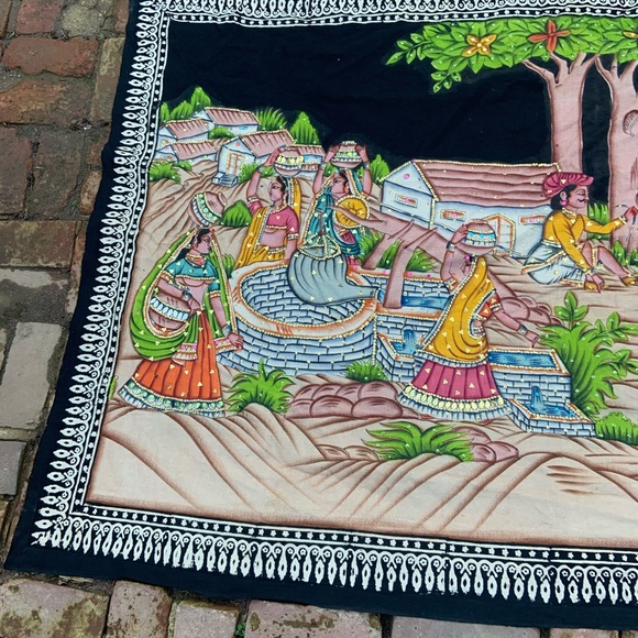 Indian tapestry painted and embellished with sequins - Picture 6 of 10